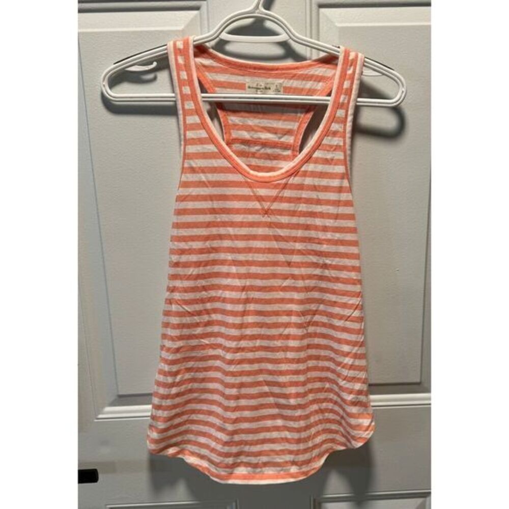Women's Abercrombie & Fitch Orange & White Racerback‎ Tank Top Size Small